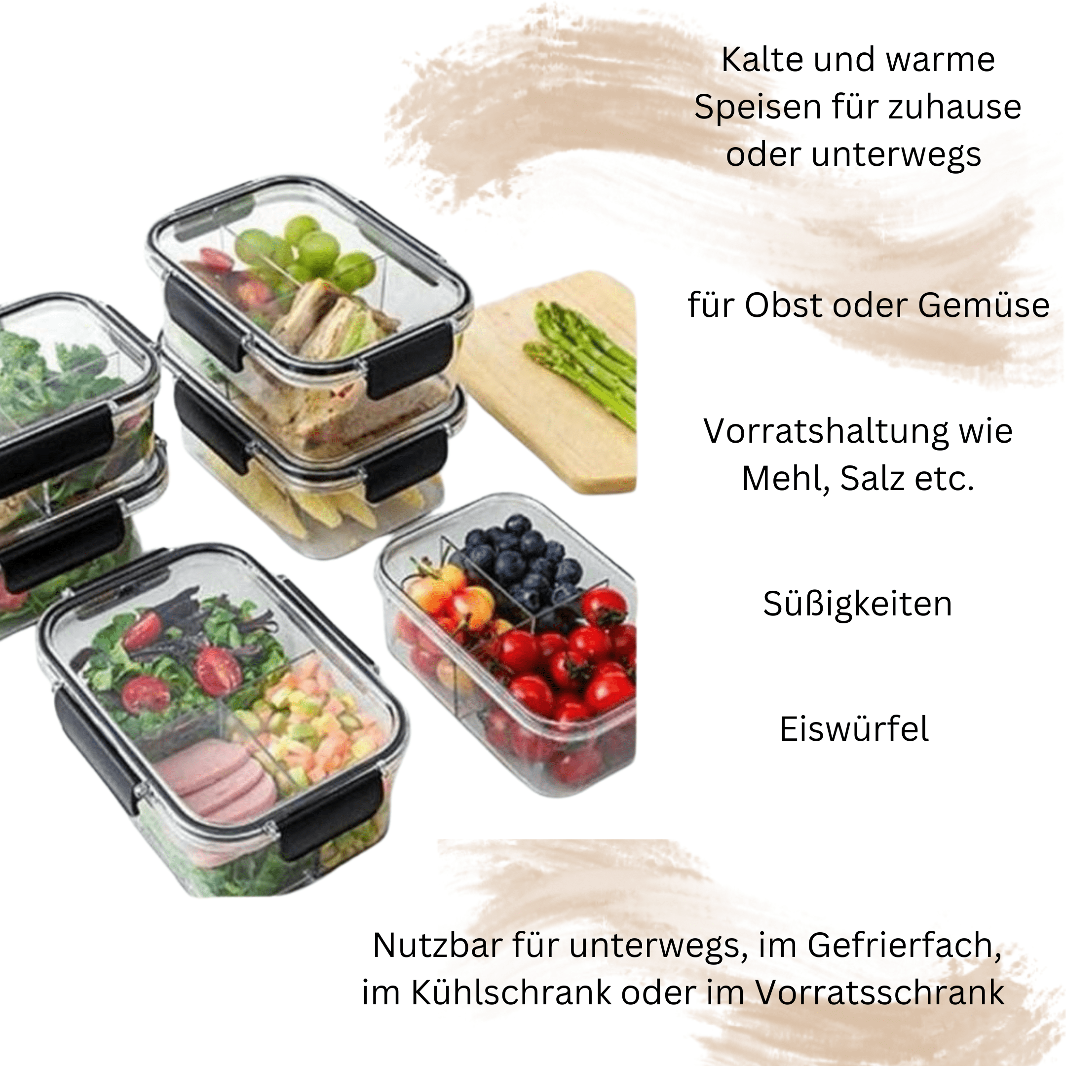 Aufbewahrungsdosen / Meal - Prep - Boxen / Obstdosen 3-teilig